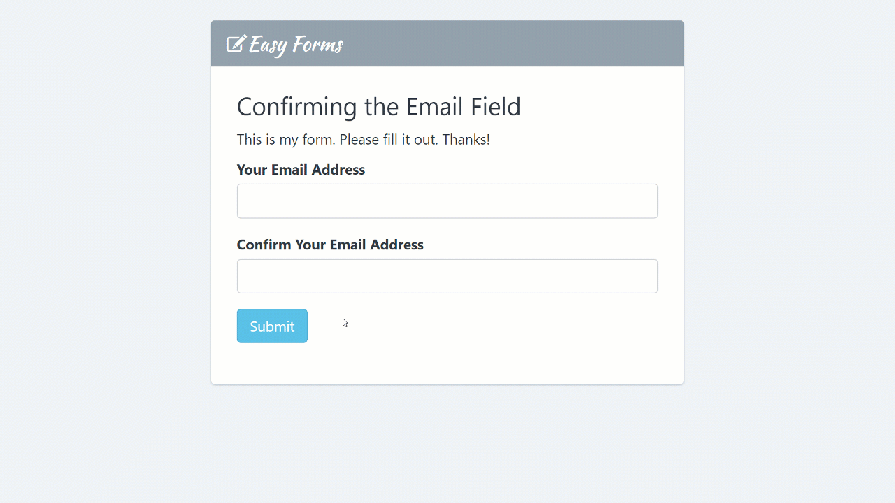 Compare Two Email Field - Disable Button