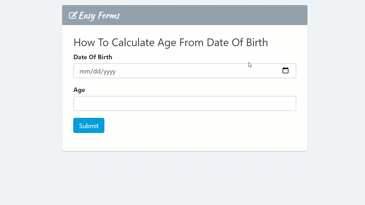 Calculate Age From Date Of Birth
