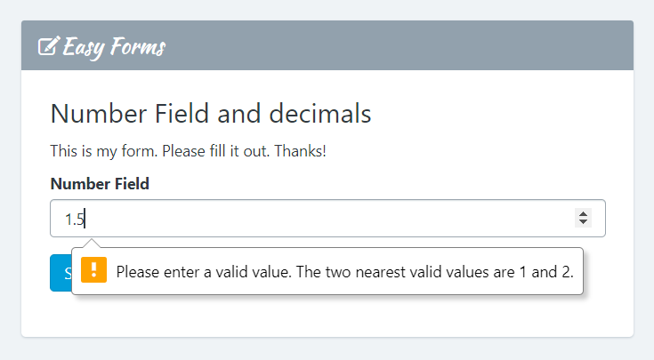 Number Field and decimals (floats) - Easy Forms